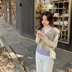 V Neck Lavender Argyle Sweater Vest