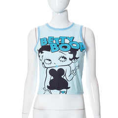 Eye Look Graphic Crop Tank Top