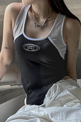 White Logo Cropped Tank Top