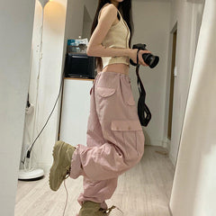 Size Friendly Pink Parachute Cargo Pants