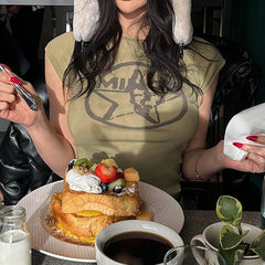 Vintage Star Logo Printed Crop Top