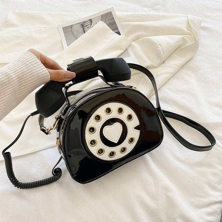 Telephone Shaped PU Leather Shoulder Bag