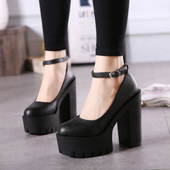 Thick-Heeled High Shoes