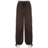 Drawstring Y2K Baggy Parachute Pants