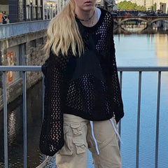 Hollow Out Star Crochet Knit Top