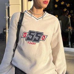 Preppy V Neck Pullover Sweater