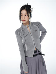 Vintage Striped Zip Up Cardigan