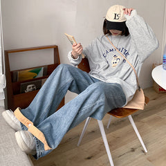 Personality Contrasting Loose Jeans