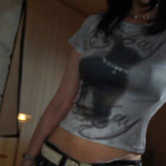 Printed Short Sleeve Crop Top