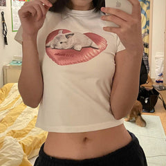 Love Bunny White Crop Top