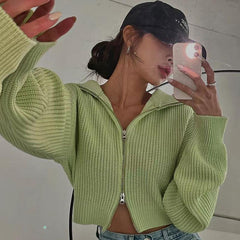 Y2K Double Zip Knit Top