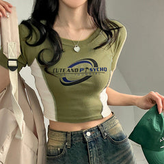 Contrasting Raglan Short Sleeve Tee