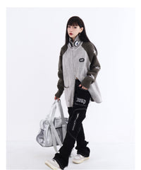 Knit Star Print Loose High Neck Cardigan