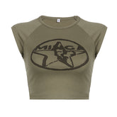 Vintage Star Logo Printed Crop Top