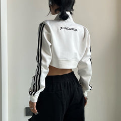 Side Stripe Zip Up Cropped Jacket