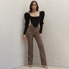 Wide Leg Leather Pants