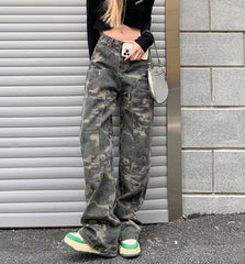Creen Camo Washed Cargo Jeans