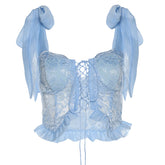 Pure Summer Baby Blue Ruffle Crop Top