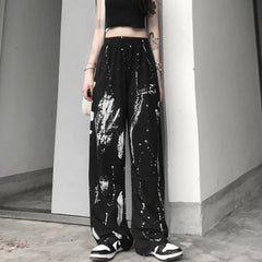 Wide Leg Pants High Waist Drape Retro