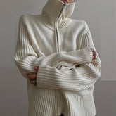 Rib Splice Zip Up Cardigan