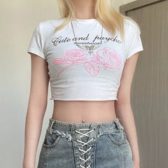 Pink Floral Print Crop Top
