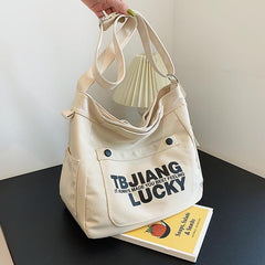 Letters Large Canvas Crossbody Bag