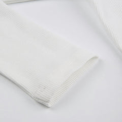 White Zip Up Hooded Cropped Knit Top