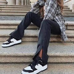 Slit Mopping Vintage Loose High Waist Jeans