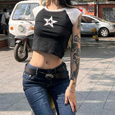 Raglan Sleeve Star Crop Top