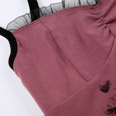 Vintage Lace Letter Print Tank Top