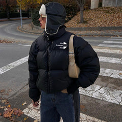 Simple Solid Color Zip Up Puffer Jacket