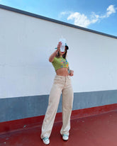 Casual Mopping Khaki Straight-leg Pants