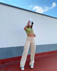 Casual Mopping Khaki Straight-leg Pants