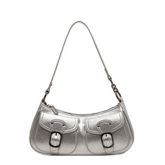Buckled Strap Pu Leather Shoulder Bag