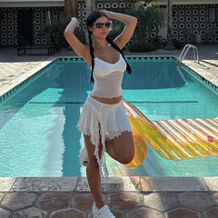 Lace Trim Ruffle Two Piece Set