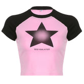 Logo Printed Raglan Sleeve Crop Top