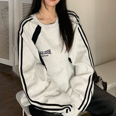 Letter Print Piping Detail Raglan Sweatshirt