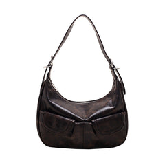 Vintage Washed Pu Leather Shoulder Bag