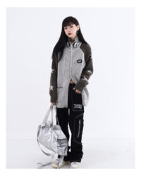 Knit Star Print Loose High Neck Cardigan