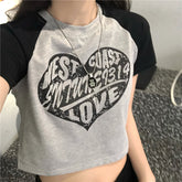 Vintage Heart Logo Raglan Sleeve Crop Top