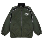 Logo Print Piping Details Oversized Jacket