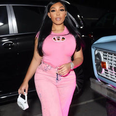 Vintage Embroidered Lettering Short Sleeve Crop Top