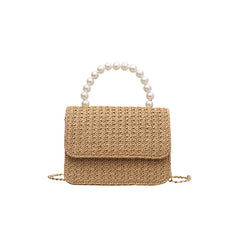 Straw Pearl Cross Body Bag