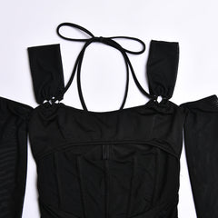 Sexy Backless Mesh Sheer Corset Dress