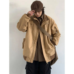 Patchwork Oversized Cargo Zip UP Jacket