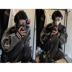 Oversized Star Logo Pu Leather Varsity Jacket