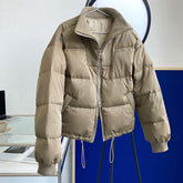 Simple Solid Color Zip Up Puffer Jacket
