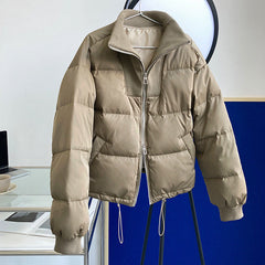 Simple Solid Color Zip Up Puffer Jacket