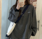 90s Striped Oversized Long Sleeve Tee