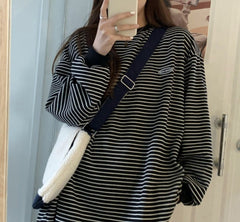 90s Striped Oversized Long Sleeve Tee